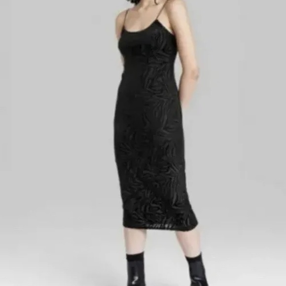 NWT - Women's Sleeveless Bodycon Black Zebra Midi Slip Dress Wild Fable - Picture 5 of 11